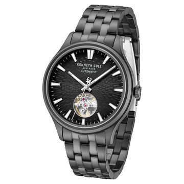 Kenneth Cole Automatic Black Dial Grey Stainless Steel Strap Watch For Men