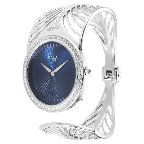 Titan Raga Silver Quartz Analog Blue Dial With Sterling Silver Metal Strap And Case Watch For Women (Small) - image number 3