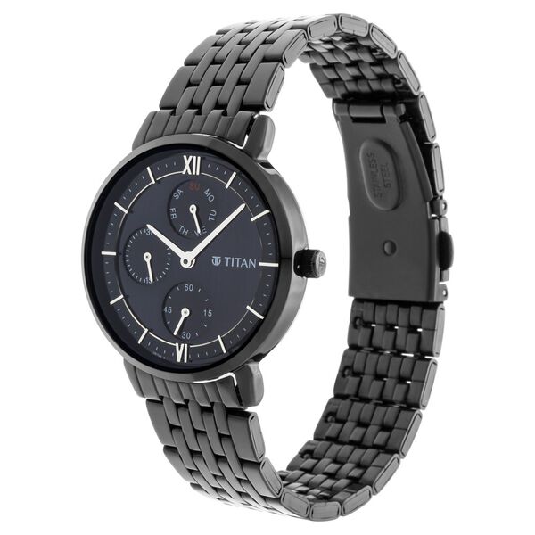 Titan Women's Regal: Roman Numeral Black Dial & Metal Strap Watch - image number 3