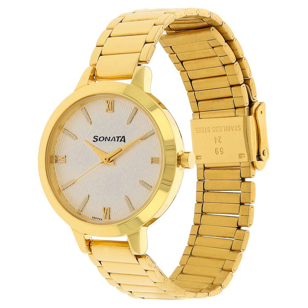 Sonata watch on sale in golden colour