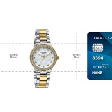Sonata Poze Quartz Analog White Dial Two Toned Colour Stainless Steel Strap Watch For Women