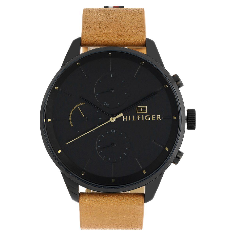 Buy Online Tommy Hilfiger Quartz Multifunction Black Dial Leather