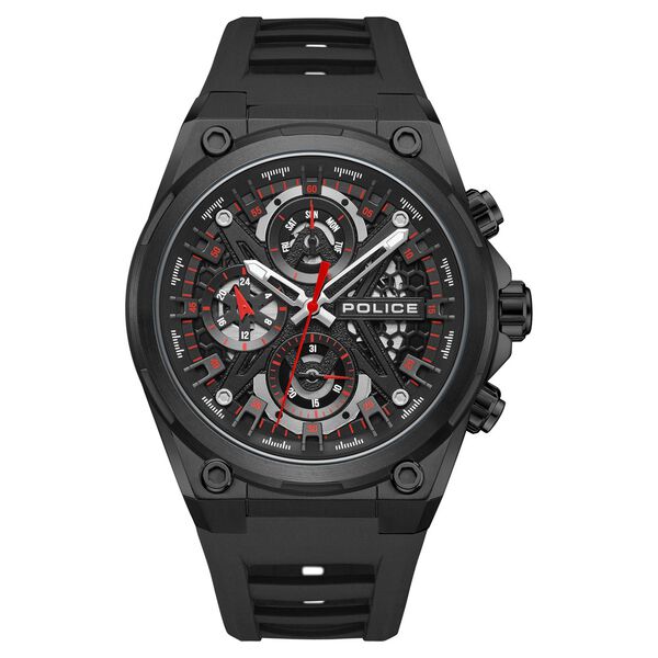 Police Multifunction Black Dial Silicone Strap Watch For Men - image number 1