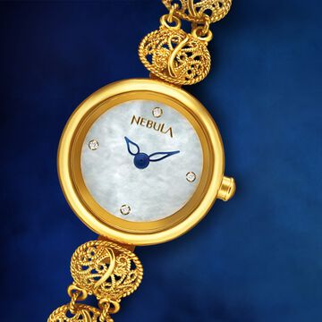 Titan Nebula Filigree Quartz Analog 18 Karat Solid Gold Watch for Women