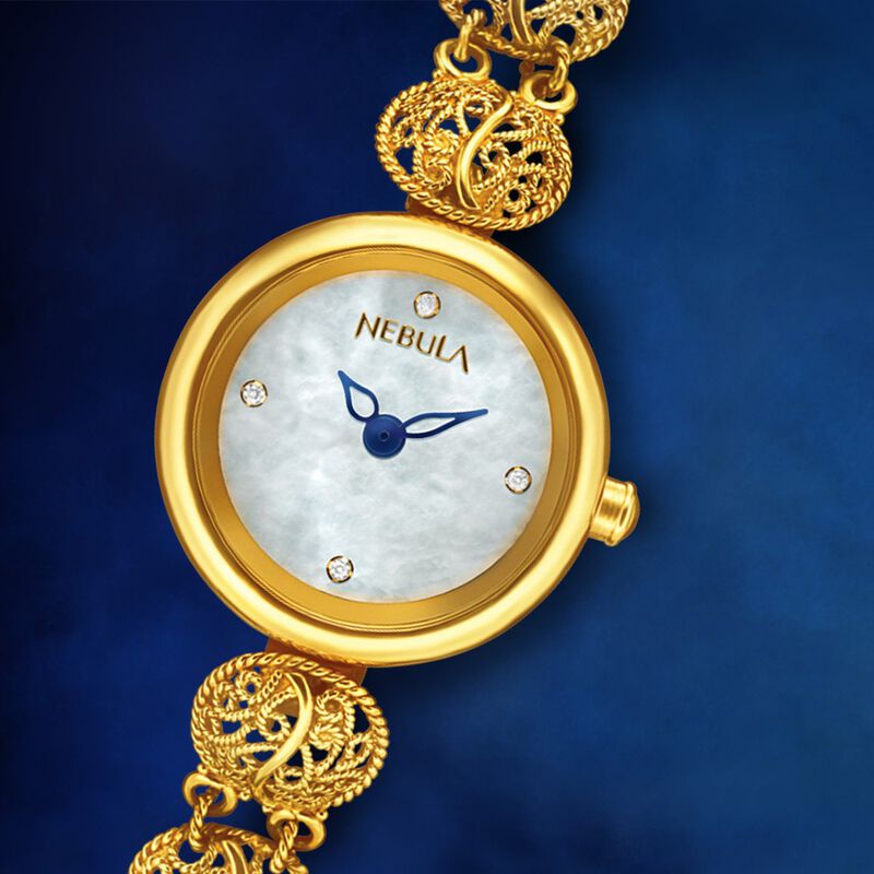 Titan Nebula Filigree Quartz Analog 18 Karat Solid Gold Watch for Women - image number 0
