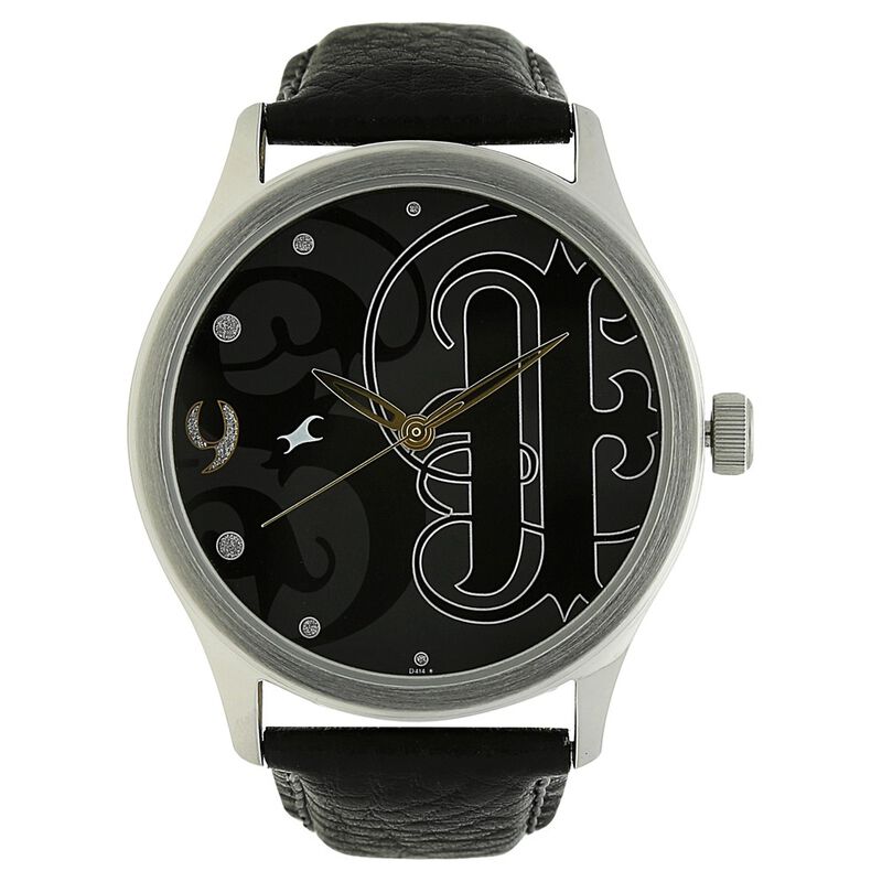 Fastrack Quartz Analog Black Dial Leather Strap Watch for Guys