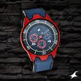 Fastrack All Nighters Quartz Multifunction Black Dial Leather Strap Watch for Guys