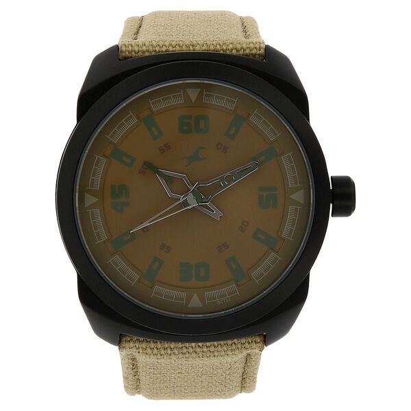 Fastrack Explorer Quartz Analog Beige Dial Canvas Strap Watch for Guys - image number 0
