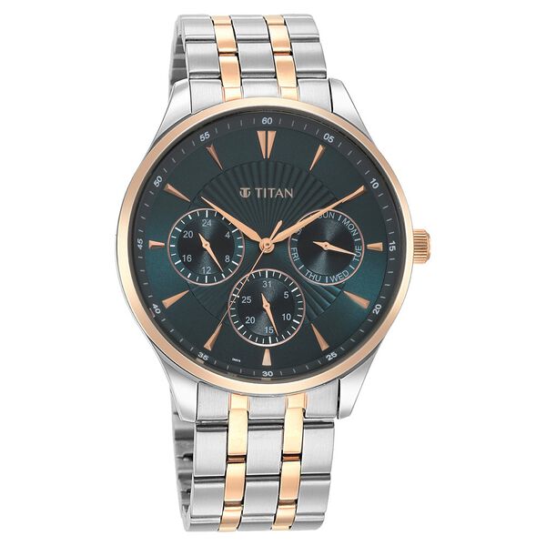 Titan Opulent Blue Dial Quartz Multifunction Stainless Steel Strap watch for Men - image number 0