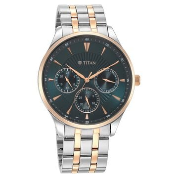 Titan Opulent Blue Dial Quartz Multifunction Stainless Steel Strap watch for Men