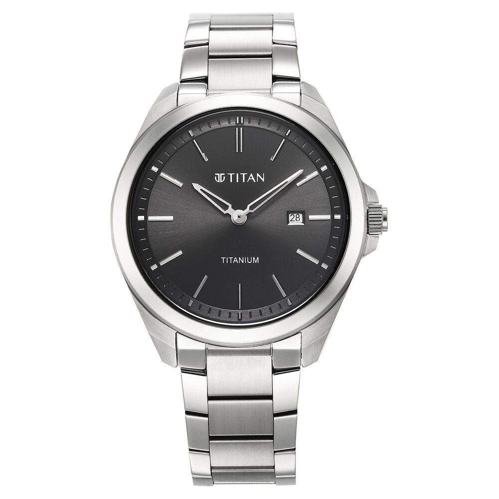 Buy Online Titan Titanium Quartz Analog Black Dial Stainless Steel