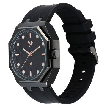 Vyb Rebel By Fastrack Quartz Analog Black Dial Silicone Strap Watch For Guys