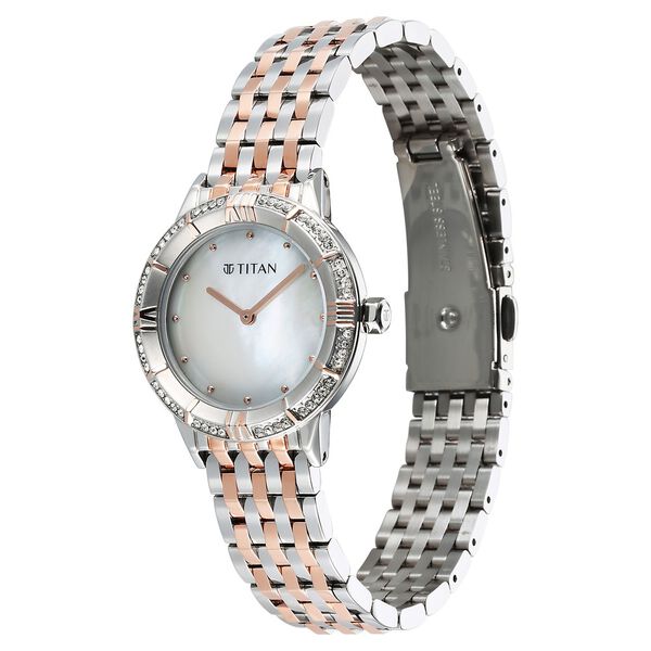 Titan Glamour Quartz Analog Mother Of Pearl Dial Two Toned Stainless Steel Strap Watch For Women - image number 2