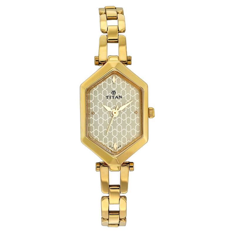 Titan Quartz Analog Champagne Dial Watch for Women