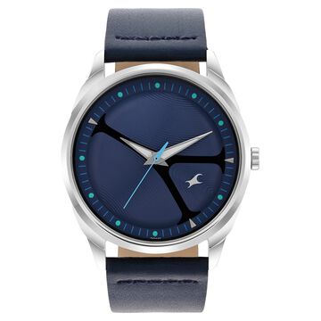 Fastrack MetaWe Quartz Analog Blue Dial Leather Strap Watch For Guys