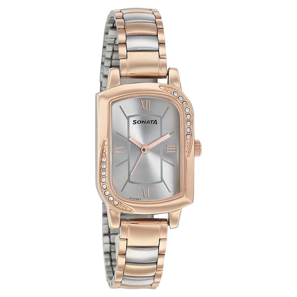 Sonata watch best sale silver colour