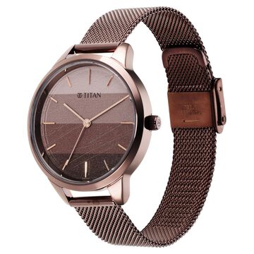 Titan Purple Glam It Up Quartz Analog Multicoloured Dial Brown Stainless Steel Strap Watch For Women