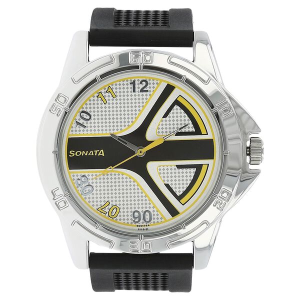 Sonata Quartz Analog Black Dial Plastic Strap Watch for Men - image number 0