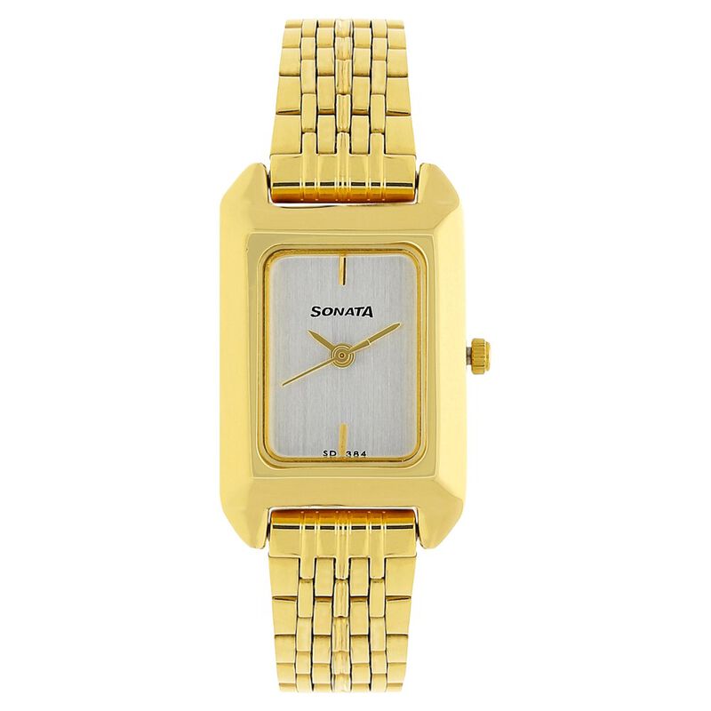 Sonata Quartz Analog White Dial Stainless Steel Strap Watch for Women