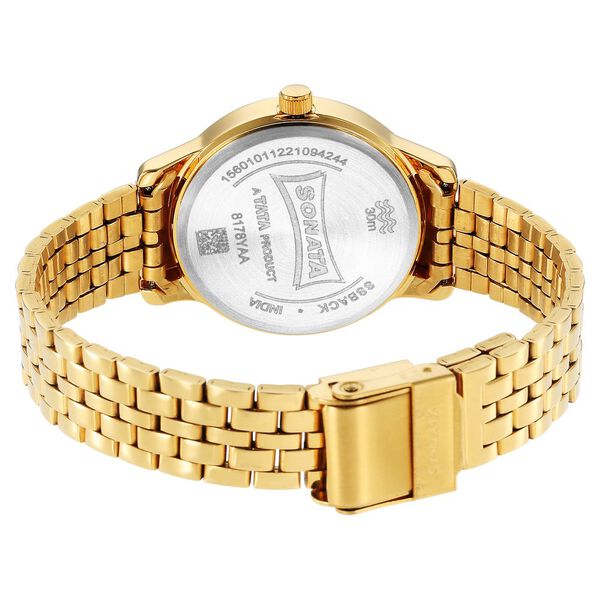 Sonata Classic Gold Pink Dial Metal Strap Watch for Women - image number 3