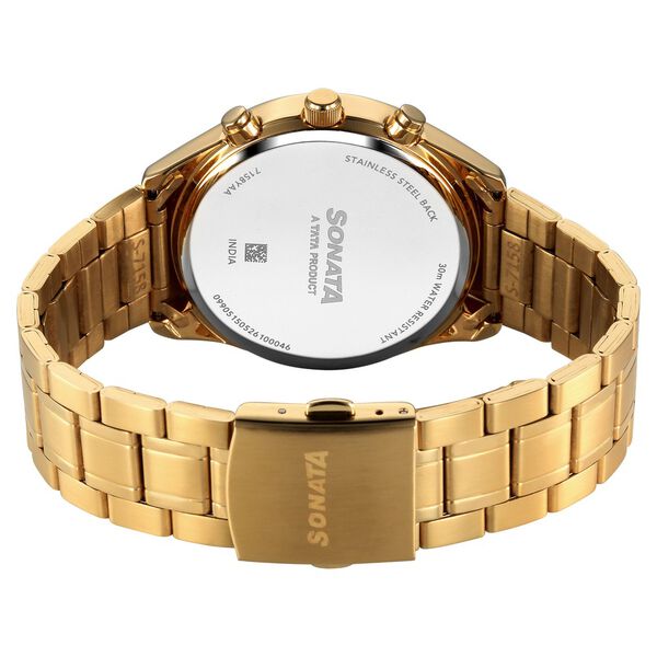 Sonata Multifunction Green Dial Golden Metal Strap Watch For Men - image number 6