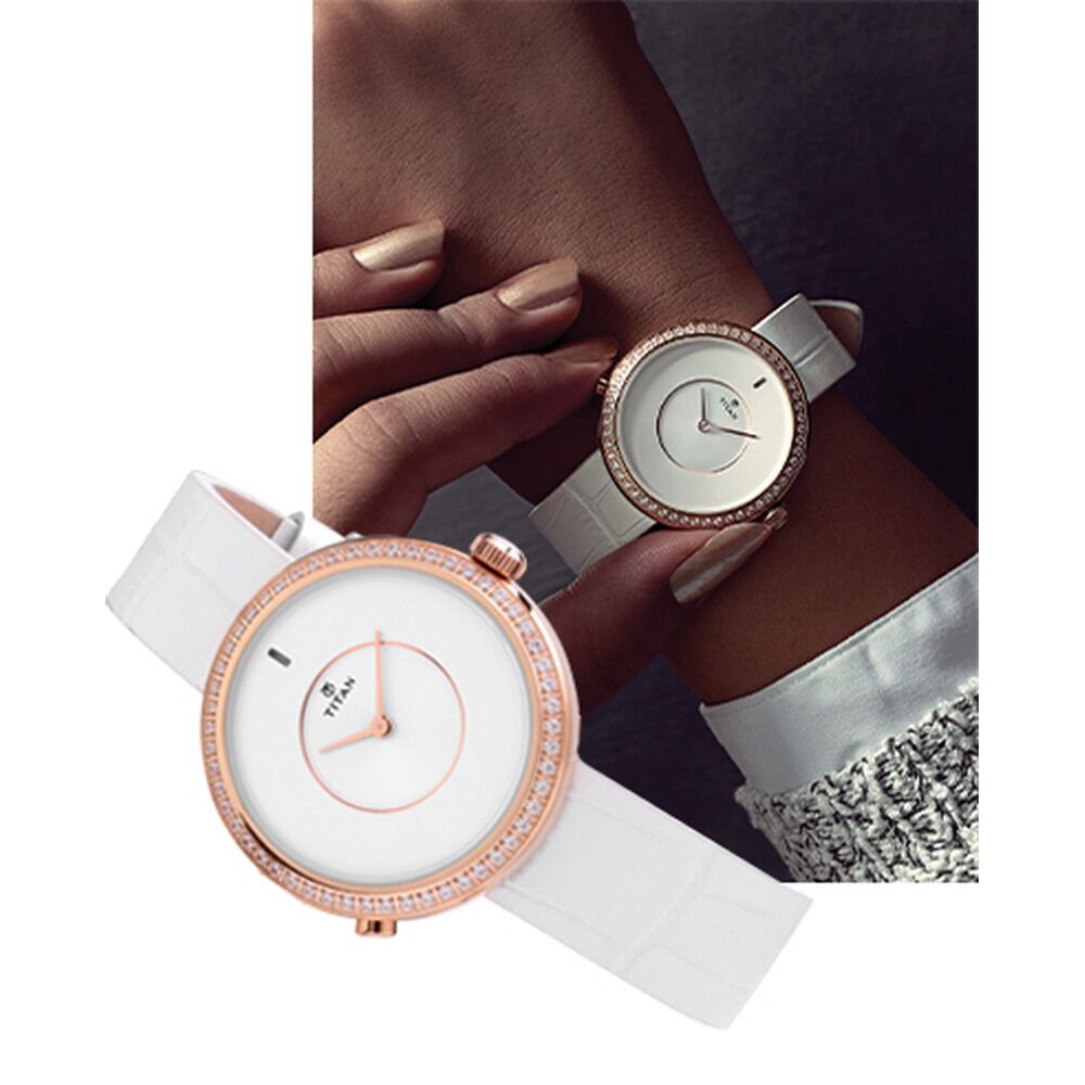 Buy Online Titan We Silver Dial Women Watch With Leather Strap 90060wl01 Titan
