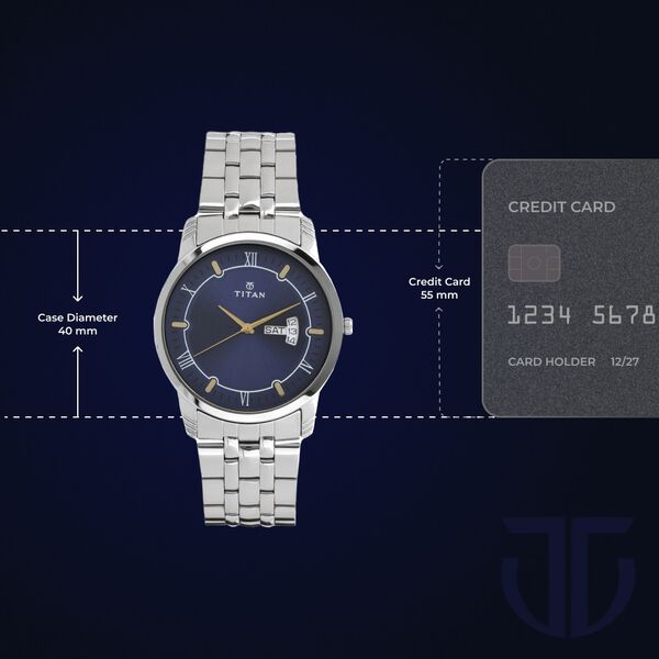 Titan Analog with Day and Date Blue Dial Stainless Steel Strap watch for Men - image number 2