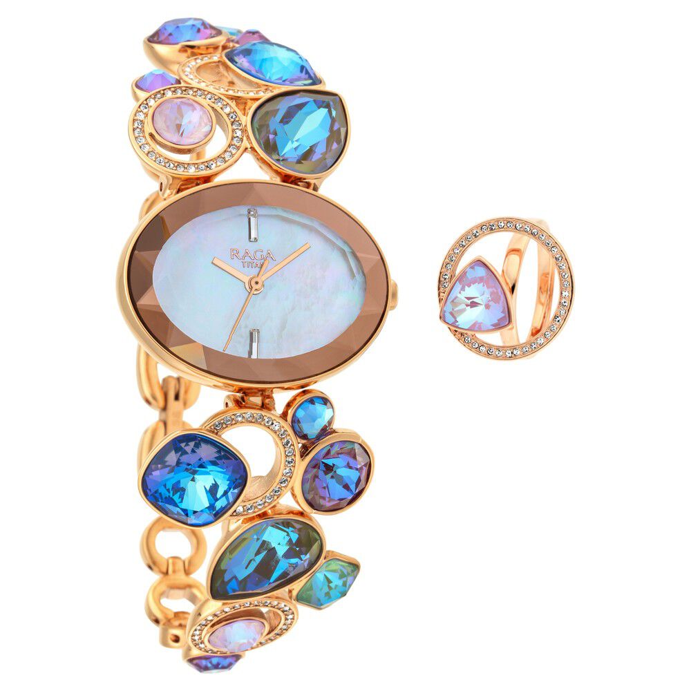 Buy Online Titan Raga Moments Of Joy Mother of Pearl Dial Women Watch With Metal Strap ns95126wm01f Titan