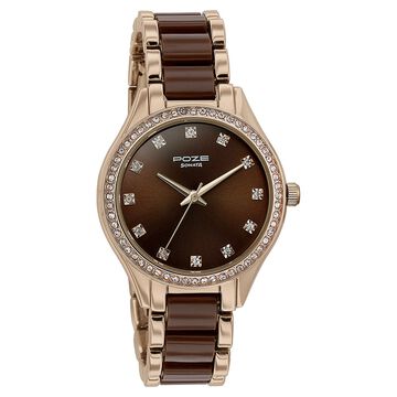 Sonata Poze Quartz Analog Brown Dial Metal & Plastic Strap Watch for Women