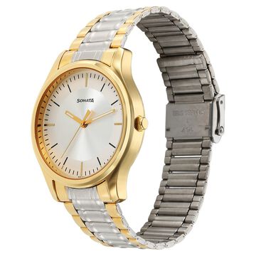 Sonata Traditional Essentials Quartz Analog Silver Dial Stainless Steel Strap Watch for Men