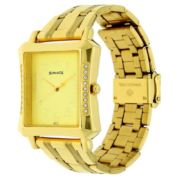 Sonata Quartz Analog Champagne Dial Stainless Steel Strap Watch for Men - image number 1