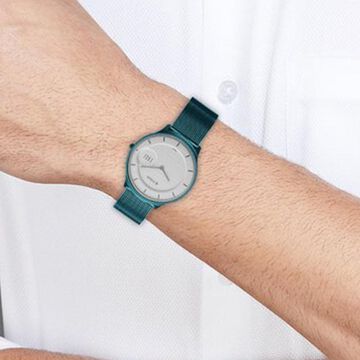 Titan Edge Murals Quartz Analog White Dial Blue Stainless Steel Strap Watch For Men