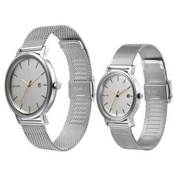 Sonata Quartz Analog with Date White Dial Metal Strap Watch for Couple