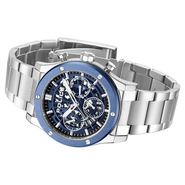 Police Blue Dial Quartz Multifunction Watch for Men