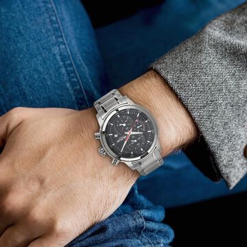 Titan Octane Chrono Black Dial Stainless Steel Strap watch for Men