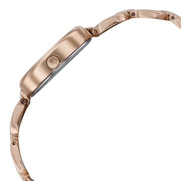 Fastrack Style Up Quartz Analog Mother Of Pearl Dial Rose Gold Metal Strap Watch For Girls