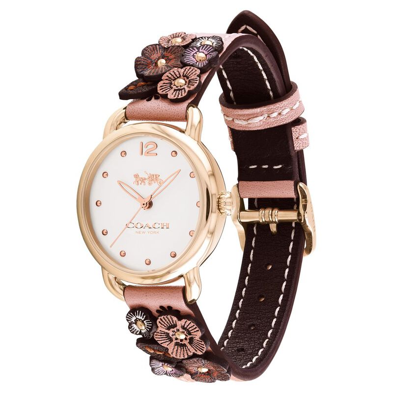 Coach Quartz Analog Off White Dial Leather Strap Watch for Women - image number 1