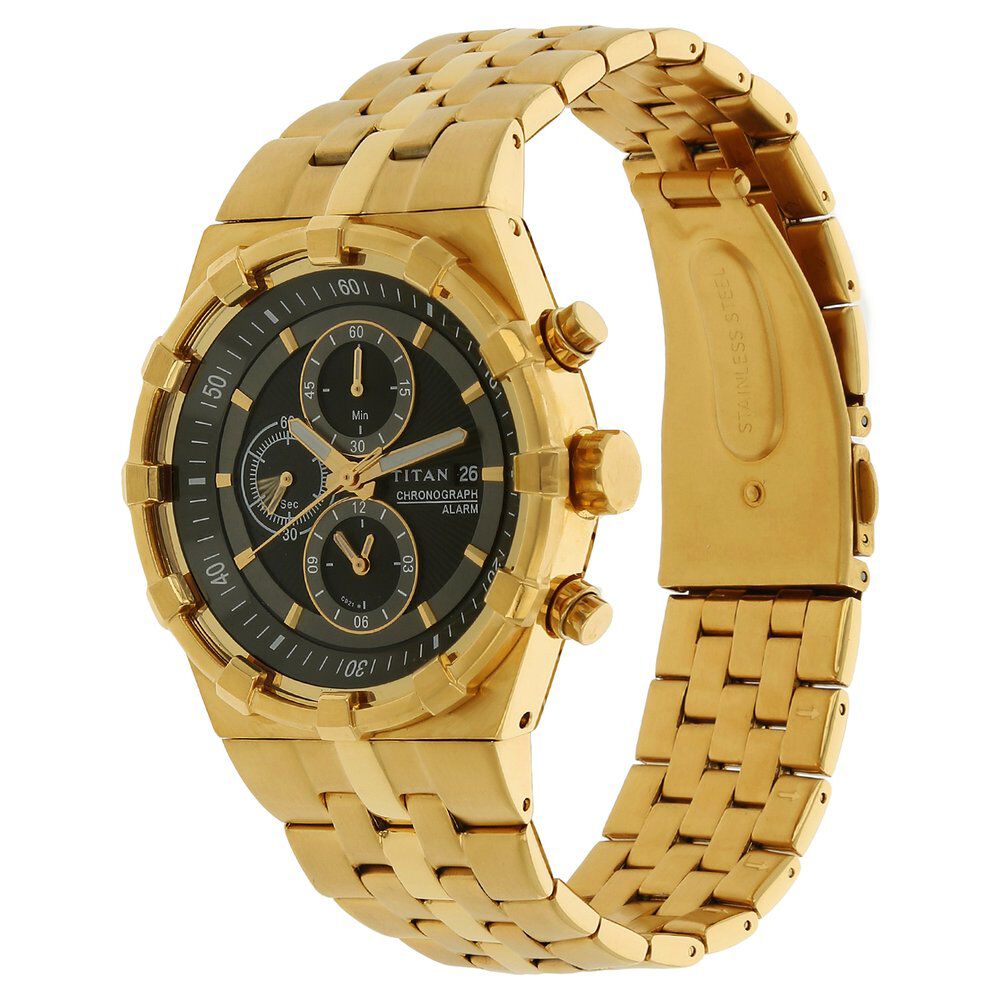 Buy Online Titan Quartz Chronograph Black Dial Stainless Steel