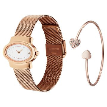 Fastrack Pulse Quartz Analog White Dial Rose Gold Stainless Steel Strap Watch For Girls