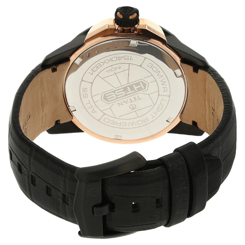 Buy Online Titan Solar Powered Black Dial Leather Strap watch for Men nh1540kl01 Titan