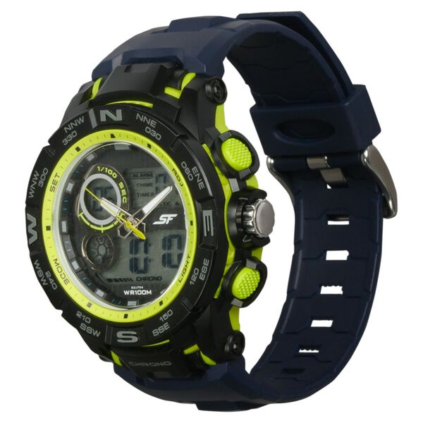 SF Neon Quartz Analog Digital Dial PU Strap Watch for Men - image number 1