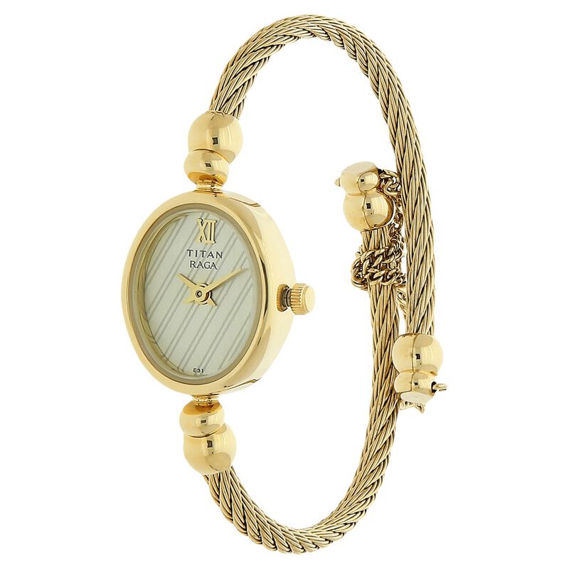Titan Quartz Analog Champagne Dial Metal Strap Watch for Women - image number 1