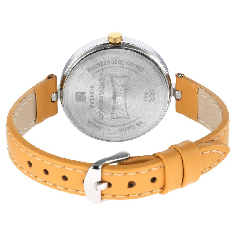 Sonata Utsav Grey Dial Peach Leather Strap Watch for Women - image number 3