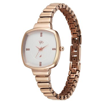 Fastrack Vyb Muse Quartz Analog White Dial Metal Strap Watch For Girls