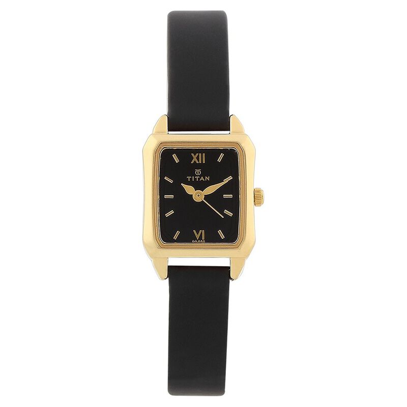 Titan Quartz Analog Black Dial Leather Strap Watch for Women - image number 0