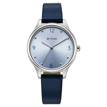 Titan Neo Quartz Analog Blue Dial Blue Leather Strap Watch For Women