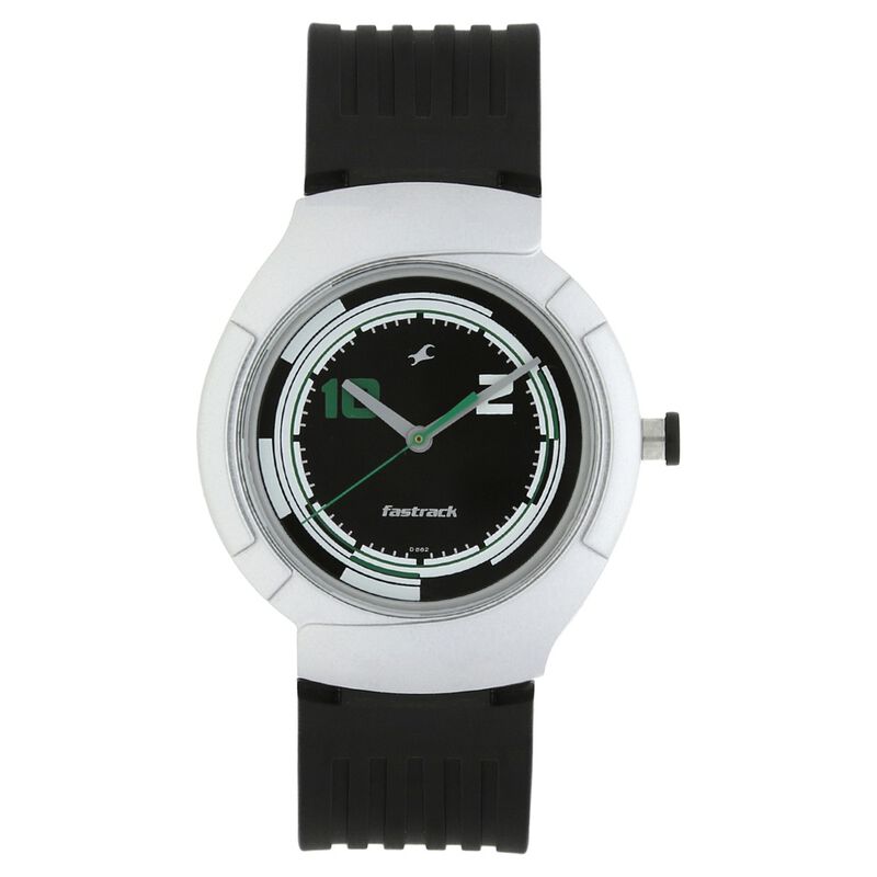 Fastrack Quartz Analog Black Dial PU Strap Watch for Guys