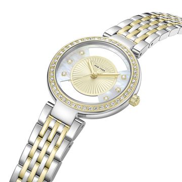 Kenneth Cole Quartz Analog Golden Dial Two Toned Stainless Steel Strap Watch For Women