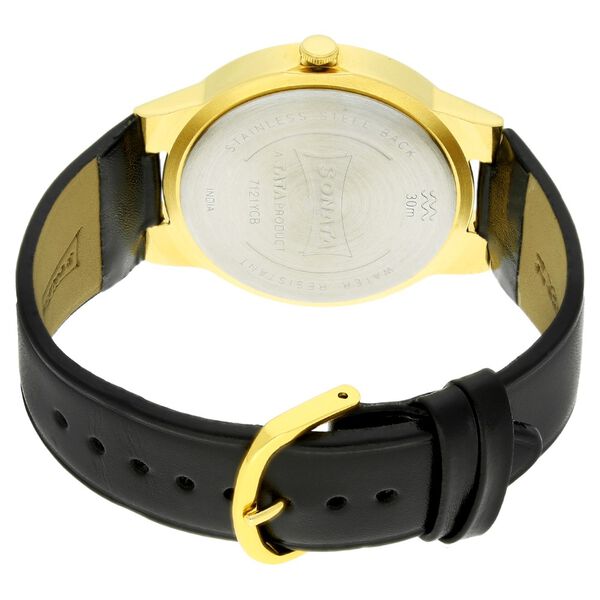 Sonata Quartz Analog Silver Dial Leather Strap Watch for Men - image number 3