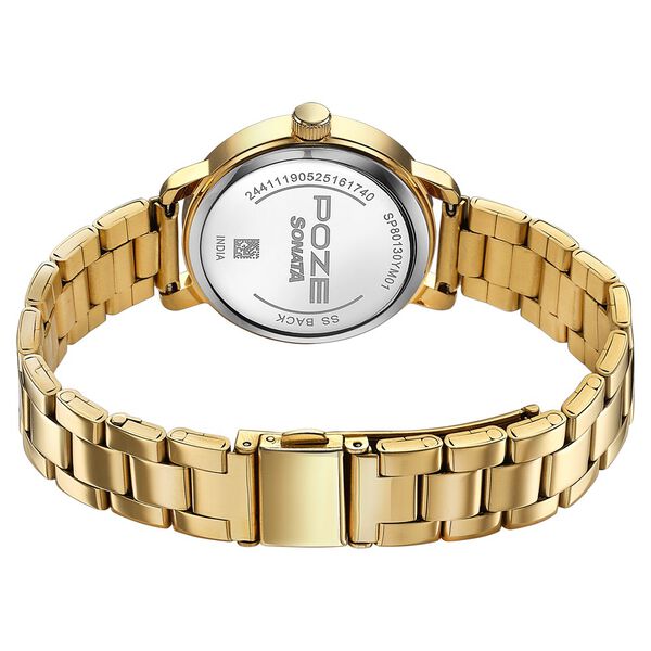 Sonata Poze Quartz Analog Mother of Pearl Dial Golden Metal Strap Watch For Women - image number 6